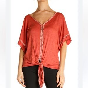 Max Studio Tie Front Top Green 3X